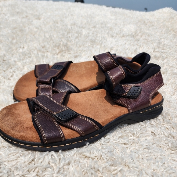 Dr. Scholls Sandals \'Gus\' Memory Foam Cool Fit Brown Pebbled Leather Men\'s Sz 11 main image 9